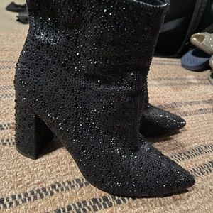 Black Rhinestone Boots Betsey Johnson look alike worn once